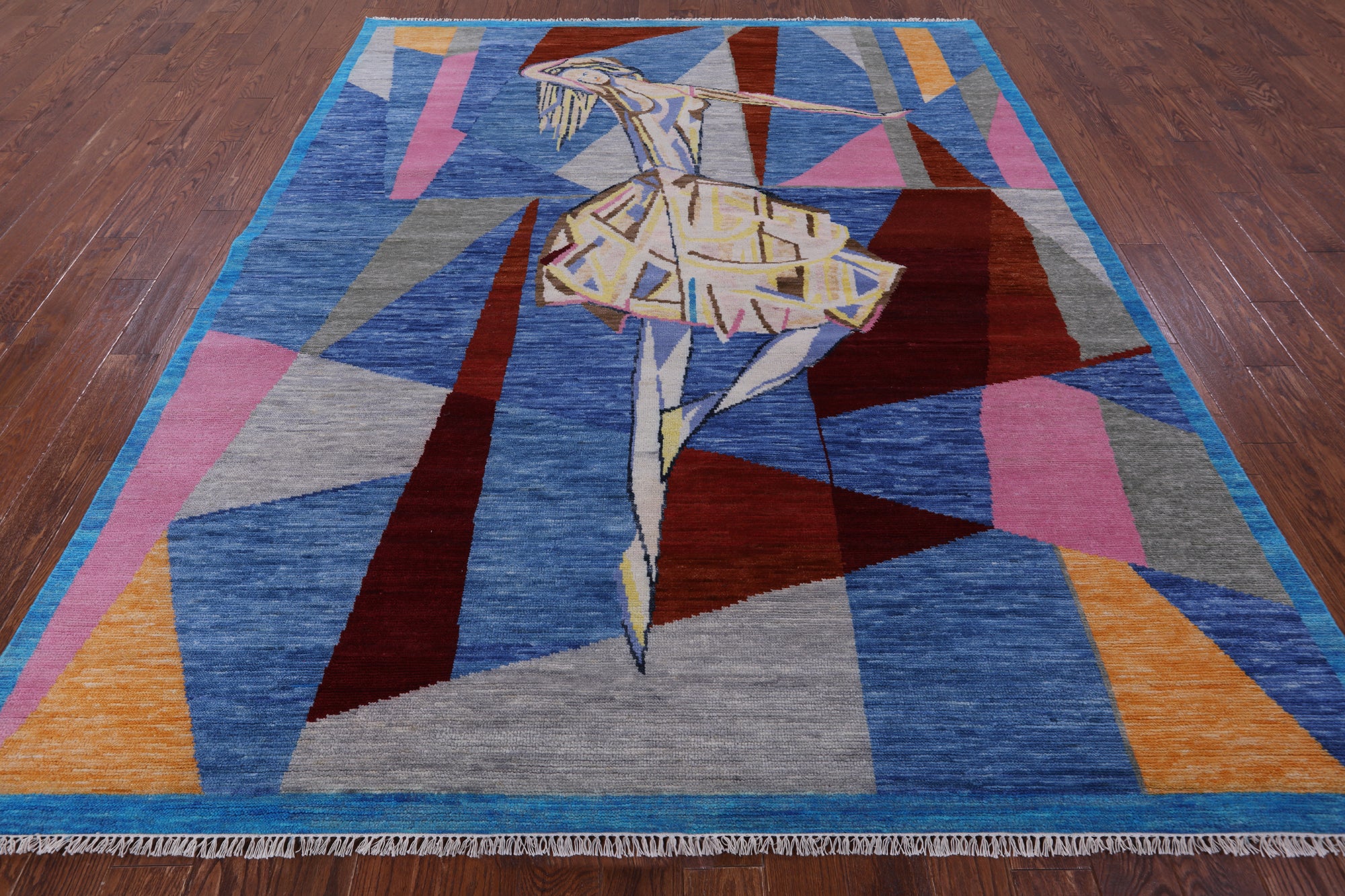 Ballerina Design Contemporary Handmade Wool Rug - 8' 1" X 10' 1" - Golden Nile