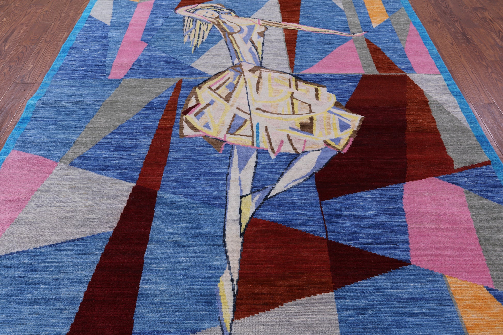 Ballerina Design Contemporary Handmade Wool Rug - 8' 1" X 10' 1" - Golden Nile