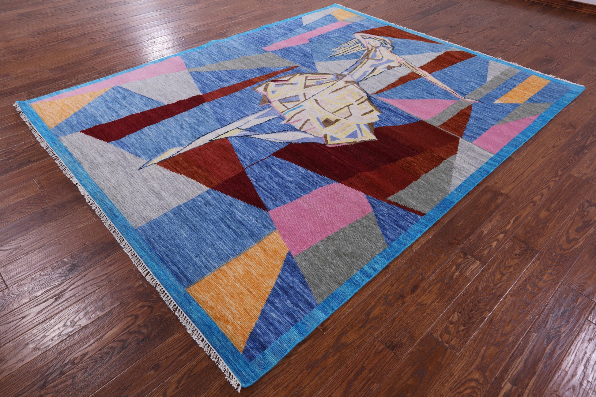 Ballerina Design Contemporary Handmade Wool Rug - 8' 1" X 10' 1" - Golden Nile