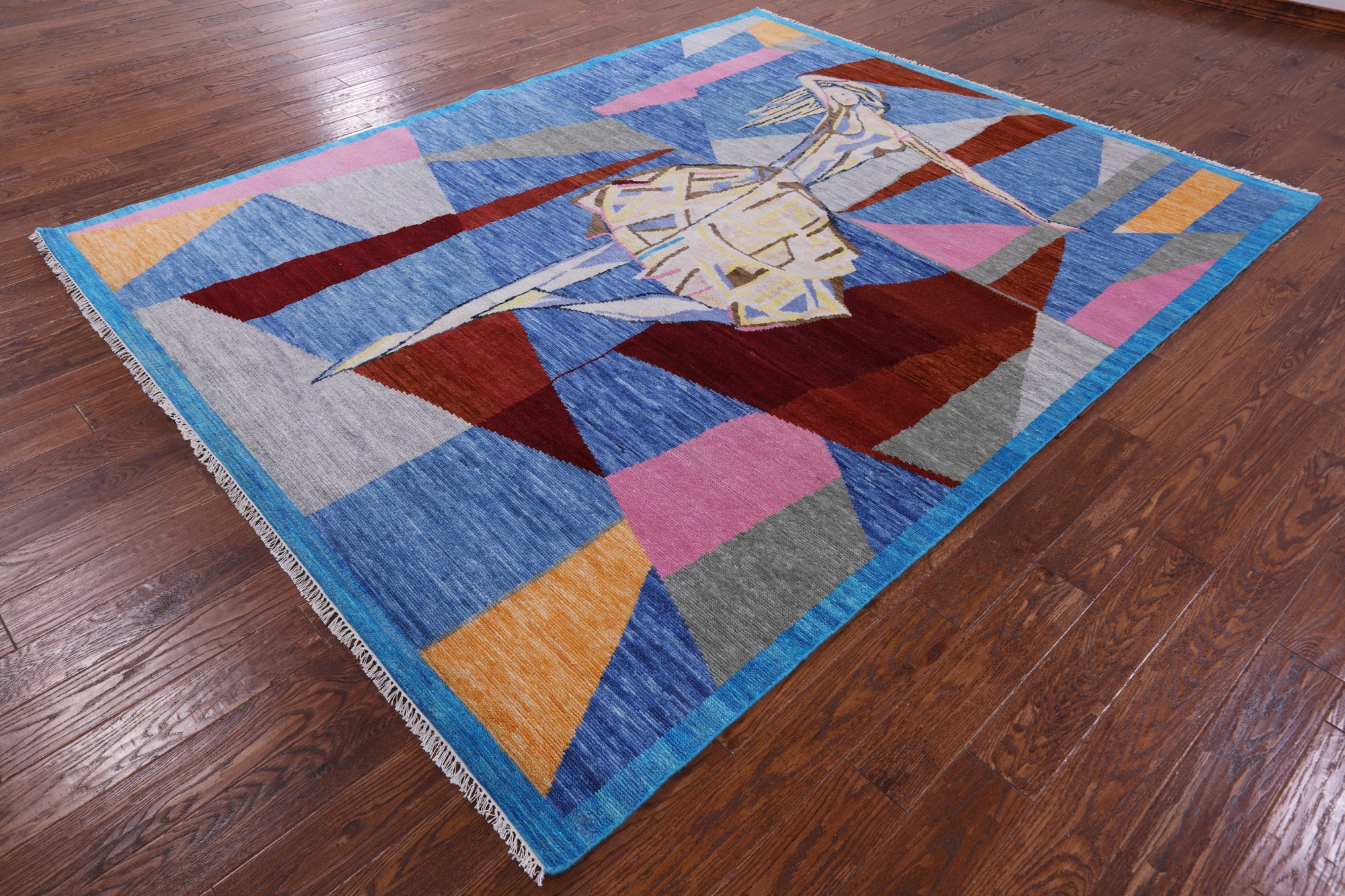 Ballerina Design Contemporary Handmade Wool Rug - 8' 1" X 10' 1" - Golden Nile