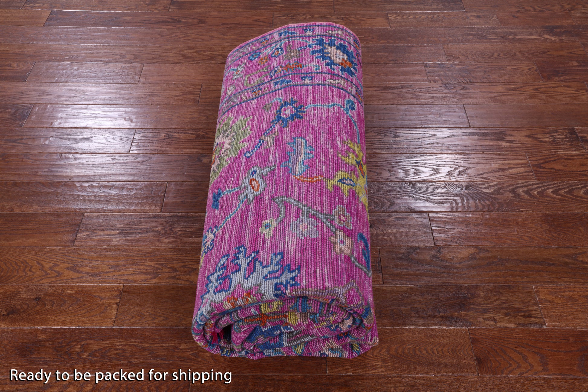Pink Turkish Oushak Hand Knotted Wool Rug - 7' 2" X 14' 2" - Golden Nile