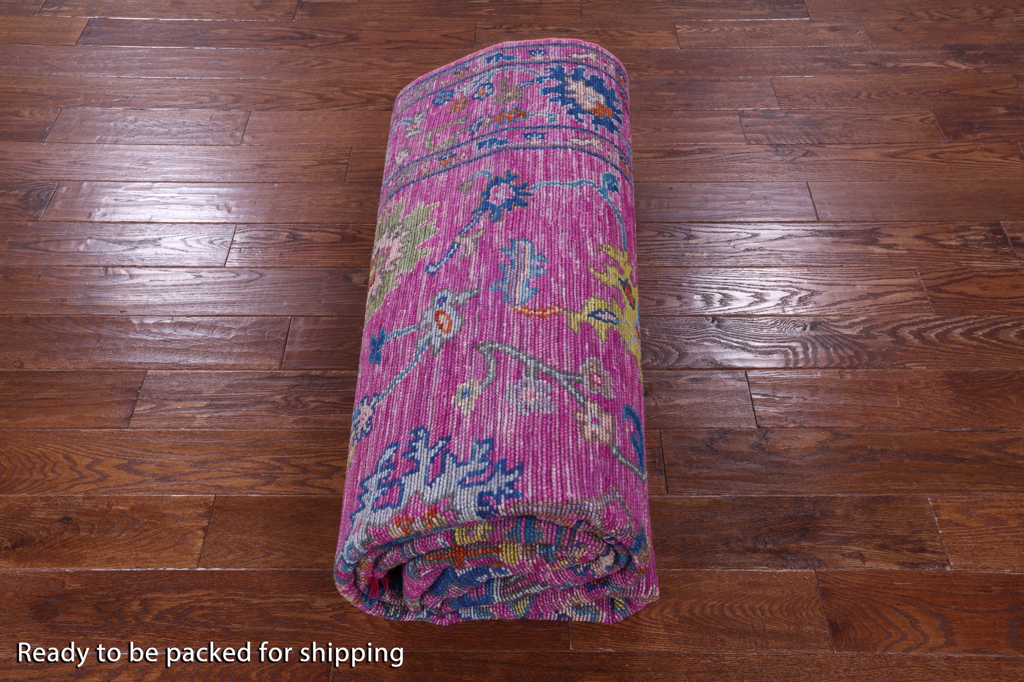 Pink Turkish Oushak Hand Knotted Wool Rug - 7' 2" X 14' 2" - Golden Nile