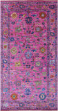 Pink Turkish Oushak Hand Knotted Wool Rug - 7' 2" X 14' 2" - Golden Nile