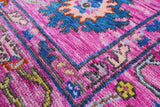 Pink Turkish Oushak Hand Knotted Wool Rug - 7' 2" X 14' 2" - Golden Nile