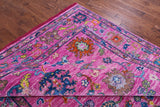 Pink Turkish Oushak Hand Knotted Wool Rug - 7' 2" X 14' 2" - Golden Nile
