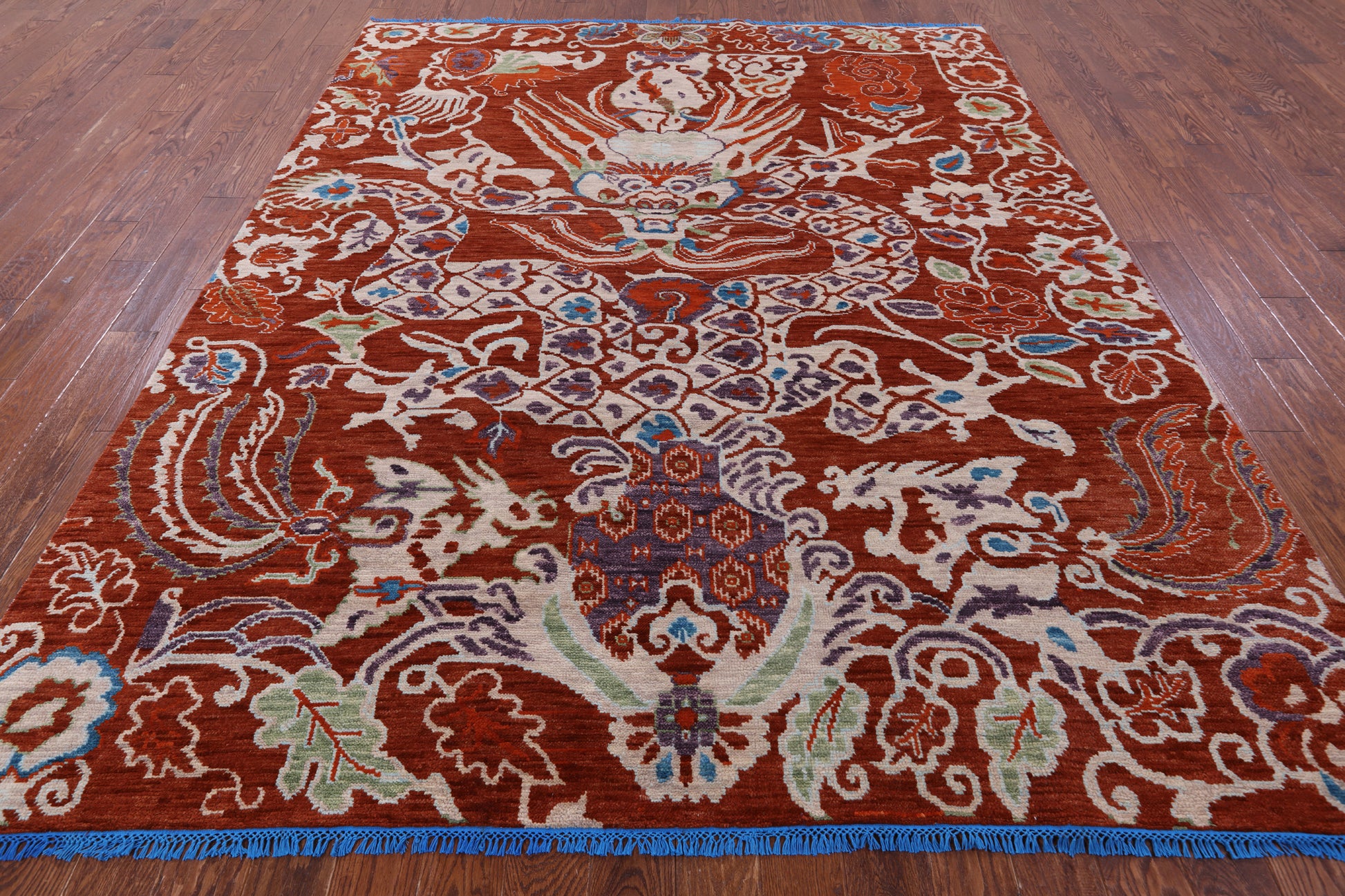 Dragon Design Hand Knotted Wool Rug - 8' 2" X 10' 3" - Golden Nile