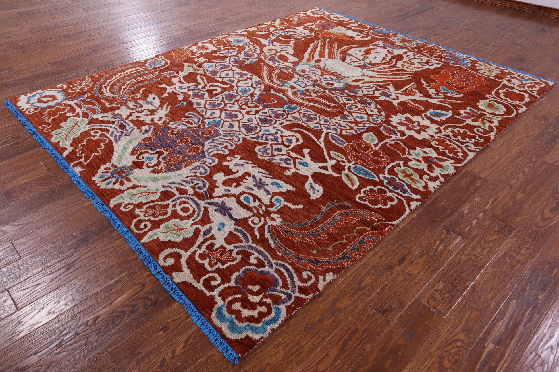 Dragon Design Hand Knotted Wool Rug - 8' 2" X 10' 3" - Golden Nile