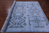 Blue Southwest Navajo Design Gabbeh Hand Knotted Wool Rug - 8' 2" X 10' 4" - Golden Nile