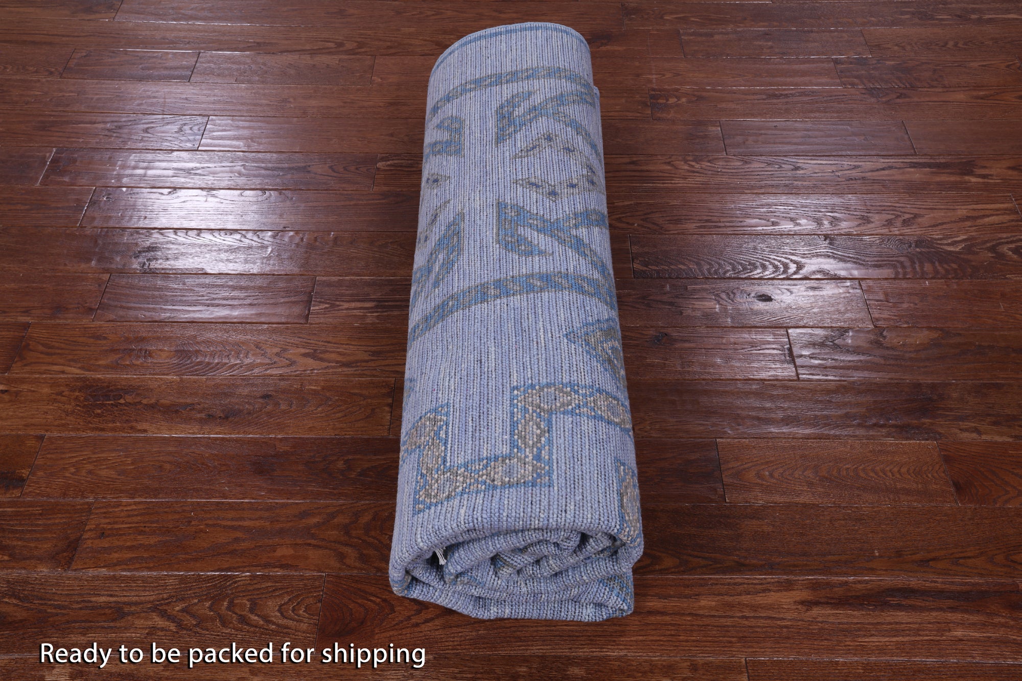 Blue Southwest Navajo Design Gabbeh Hand Knotted Wool Rug - 8' 2" X 10' 4" - Golden Nile