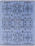 Blue Southwest Navajo Design Gabbeh Hand Knotted Wool Rug - 8' 2" X 10' 4" - Golden Nile