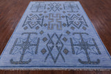 Blue Southwest Navajo Design Gabbeh Hand Knotted Wool Rug - 8' 2" X 10' 4" - Golden Nile