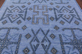Blue Southwest Navajo Design Gabbeh Hand Knotted Wool Rug - 8' 2" X 10' 4" - Golden Nile