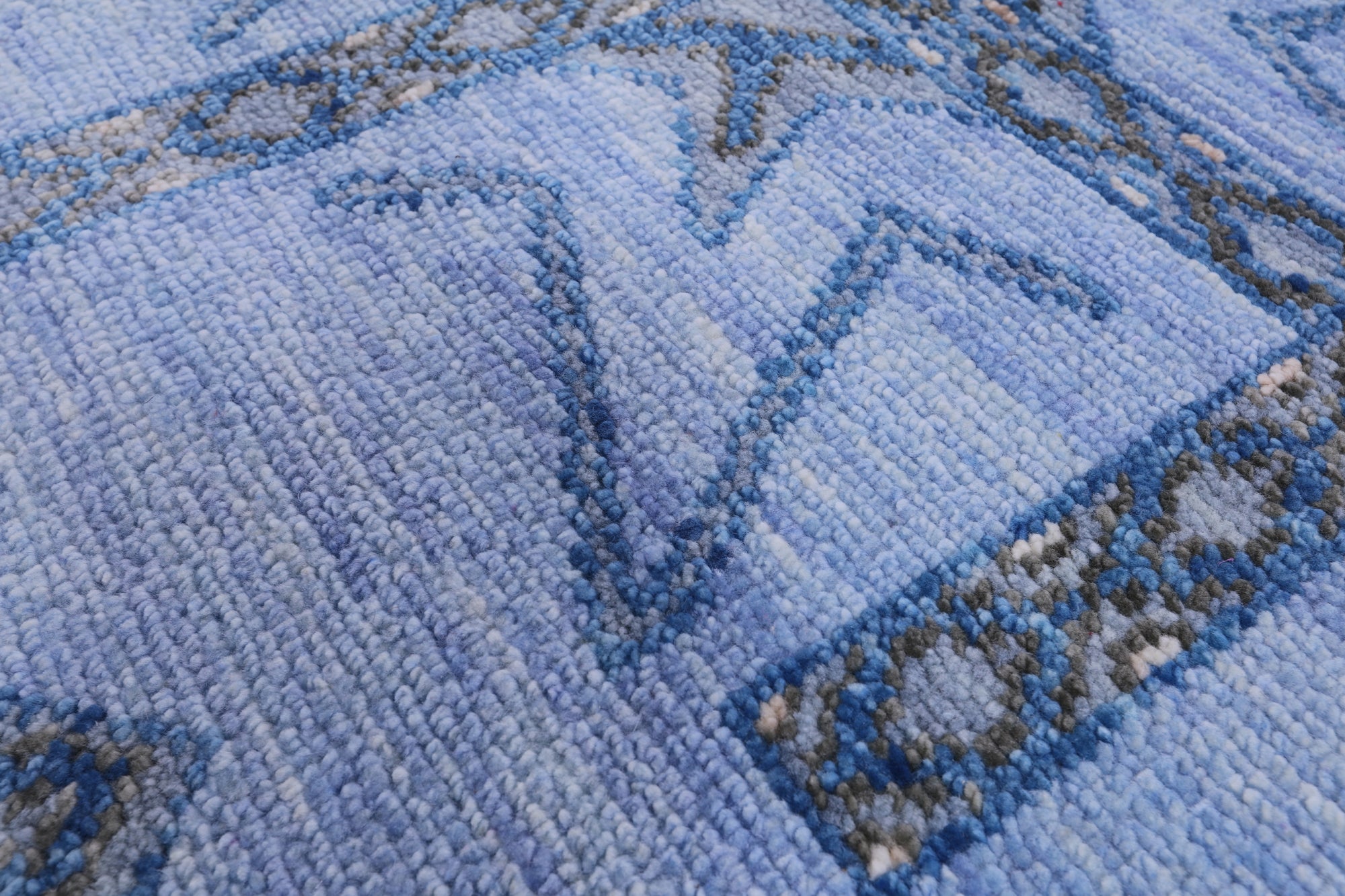 Blue Southwest Navajo Design Gabbeh Hand Knotted Wool Rug - 8' 2" X 10' 4" - Golden Nile