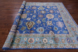 Blue Turkish Oushak Hand Knotted Wool Rug - 8' 1" X 10' 2" - Golden Nile