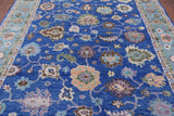 Blue Turkish Oushak Hand Knotted Wool Rug - 8' 1" X 10' 2" - Golden Nile