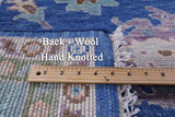 Blue Turkish Oushak Hand Knotted Wool Rug - 8' 1" X 10' 2" - Golden Nile