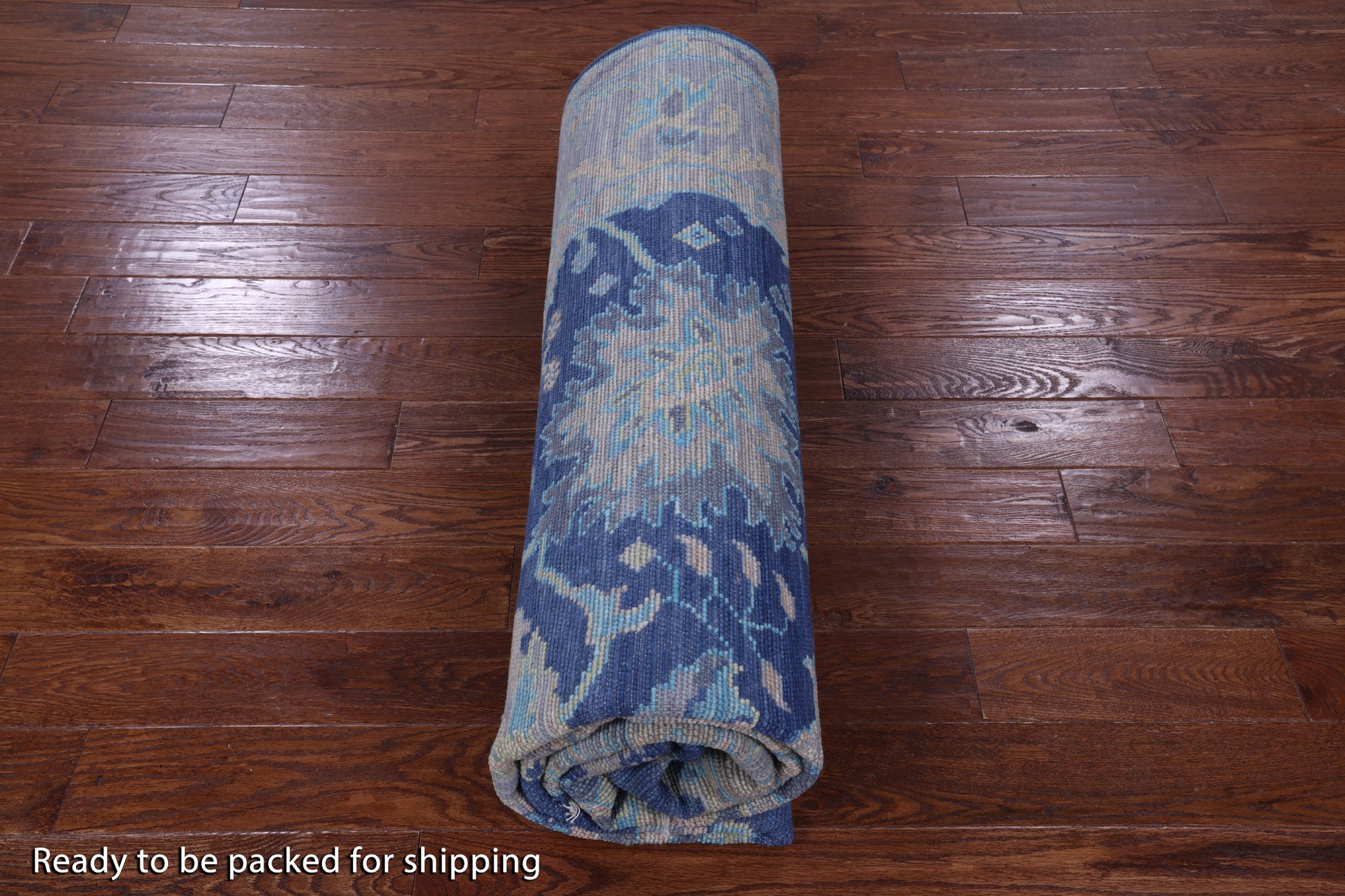Blue Turkish Oushak Hand Knotted Wool Rug - 8' 1" X 10' 5" - Golden Nile
