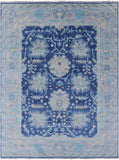 Blue Turkish Oushak Hand Knotted Wool Rug - 8' 1" X 10' 5" - Golden Nile