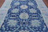 Blue Turkish Oushak Hand Knotted Wool Rug - 8' 1" X 10' 5" - Golden Nile