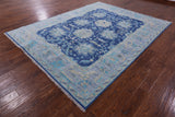 Blue Turkish Oushak Hand Knotted Wool Rug - 8' 1" X 10' 5" - Golden Nile