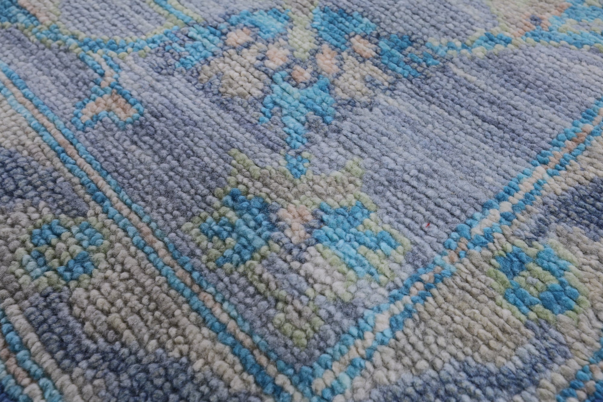 Blue Turkish Oushak Hand Knotted Wool Rug - 8' 1" X 10' 5" - Golden Nile