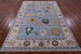 Blue Turkish Oushak Handmade Wool Rug - 6' 3" X 9' 0" - Golden Nile