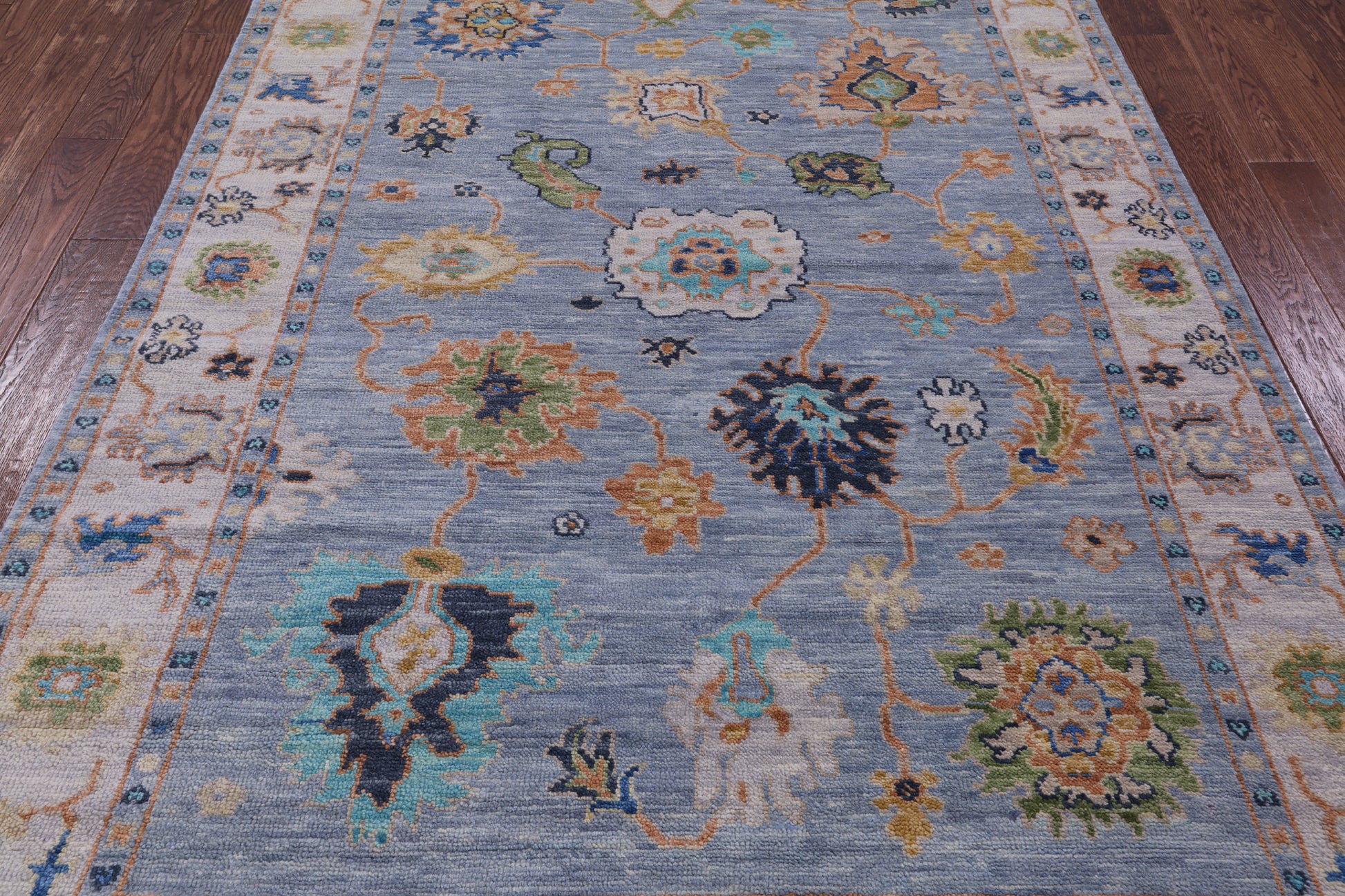Blue Turkish Oushak Handmade Wool Rug - 6' 3" X 9' 0" - Golden Nile