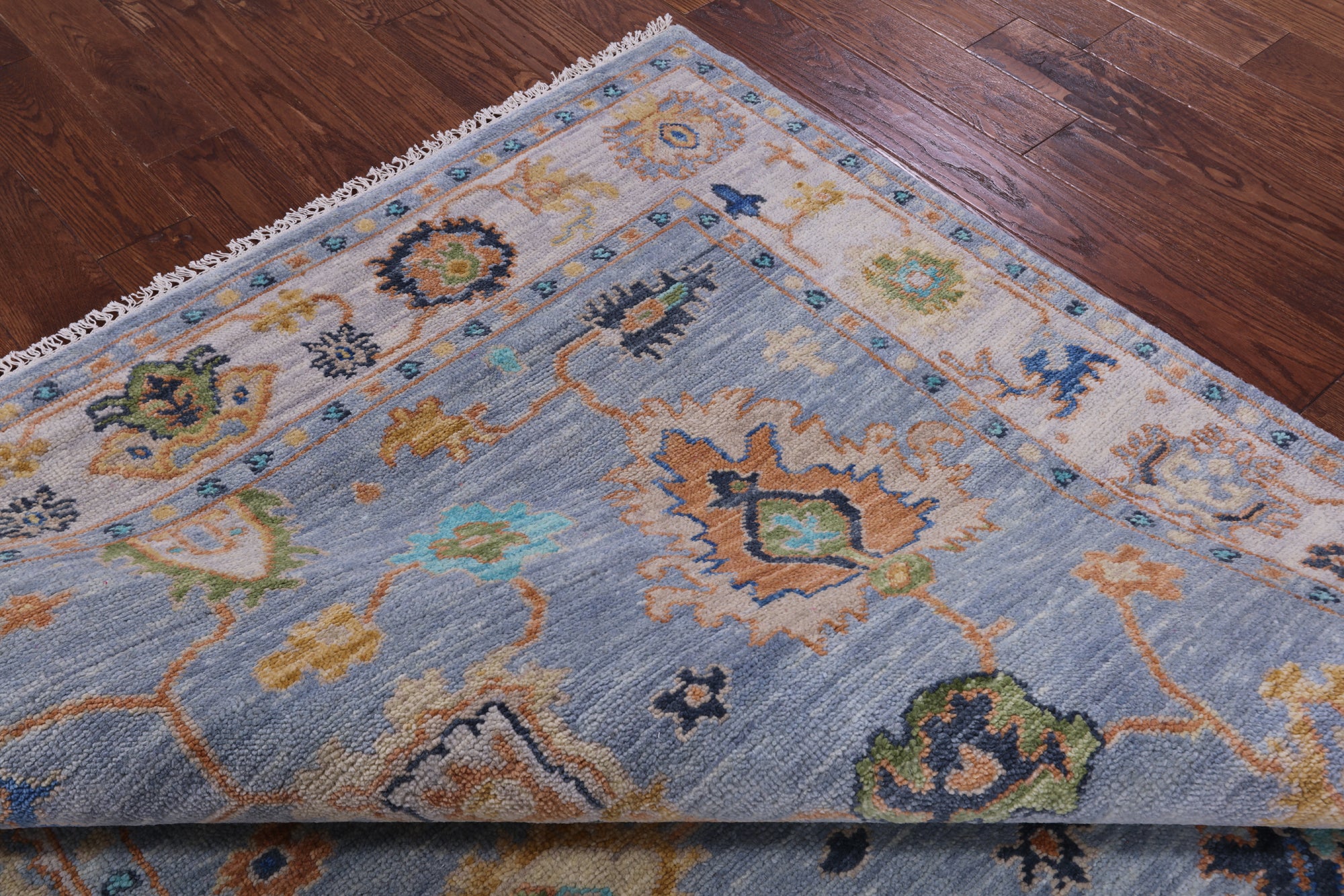 Blue Turkish Oushak Handmade Wool Rug - 6' 3" X 9' 0" - Golden Nile