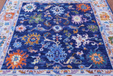 Blue Square Turkish Oushak Hand Knotted Wool Rug - 6' 1" X 6' 4" - Golden Nile