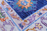 Blue Square Turkish Oushak Hand Knotted Wool Rug - 6' 1" X 6' 4" - Golden Nile