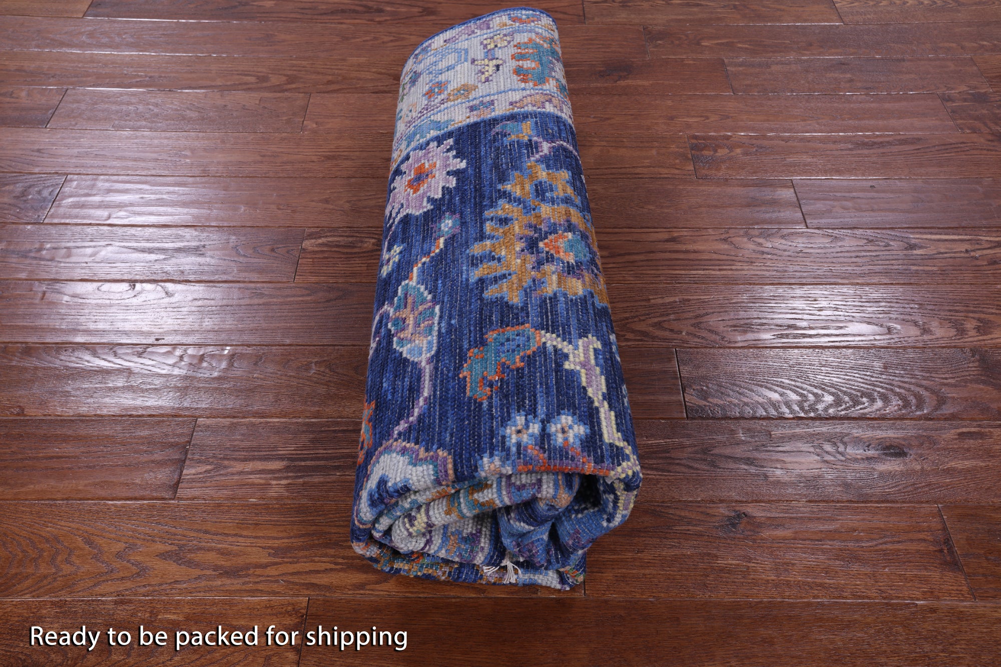 Blue Square Turkish Oushak Hand Knotted Wool Rug - 6' 1" X 6' 4" - Golden Nile