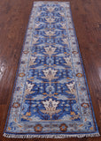 Blue Turkish Oushak Handmade Wool Runner Rug - 2' 9" X 9' 11" - Golden Nile
