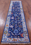 Blue Turkish Oushak Hand Knotted Wool Runner Rug - 2' 7" X 10' 0" - Golden Nile