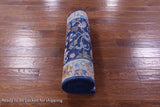 Blue Turkish Oushak Hand Knotted Wool Runner Rug - 2' 7" X 10' 0" - Golden Nile
