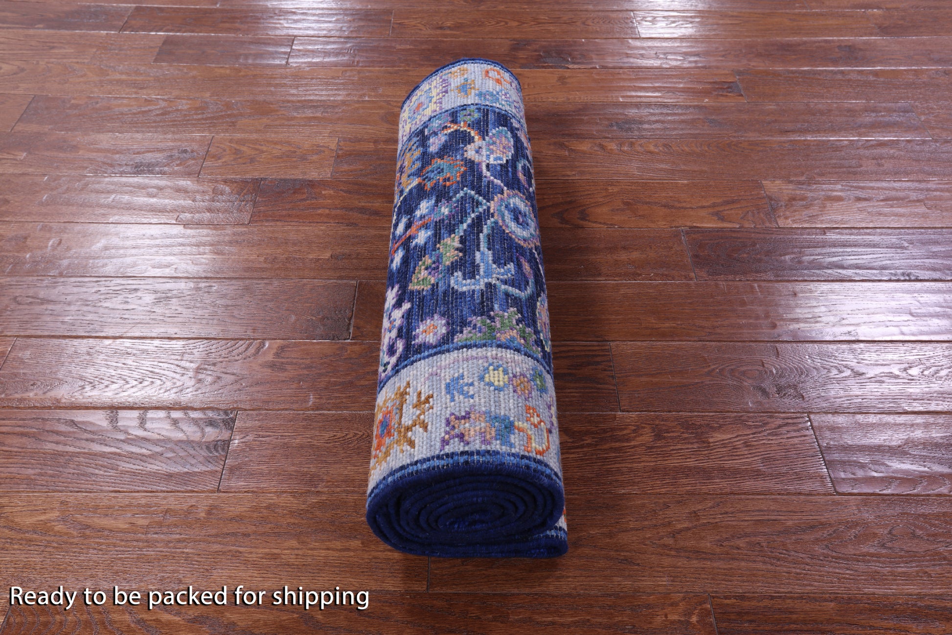 Blue Turkish Oushak Hand Knotted Wool Runner Rug - 2' 7" X 10' 0" - Golden Nile