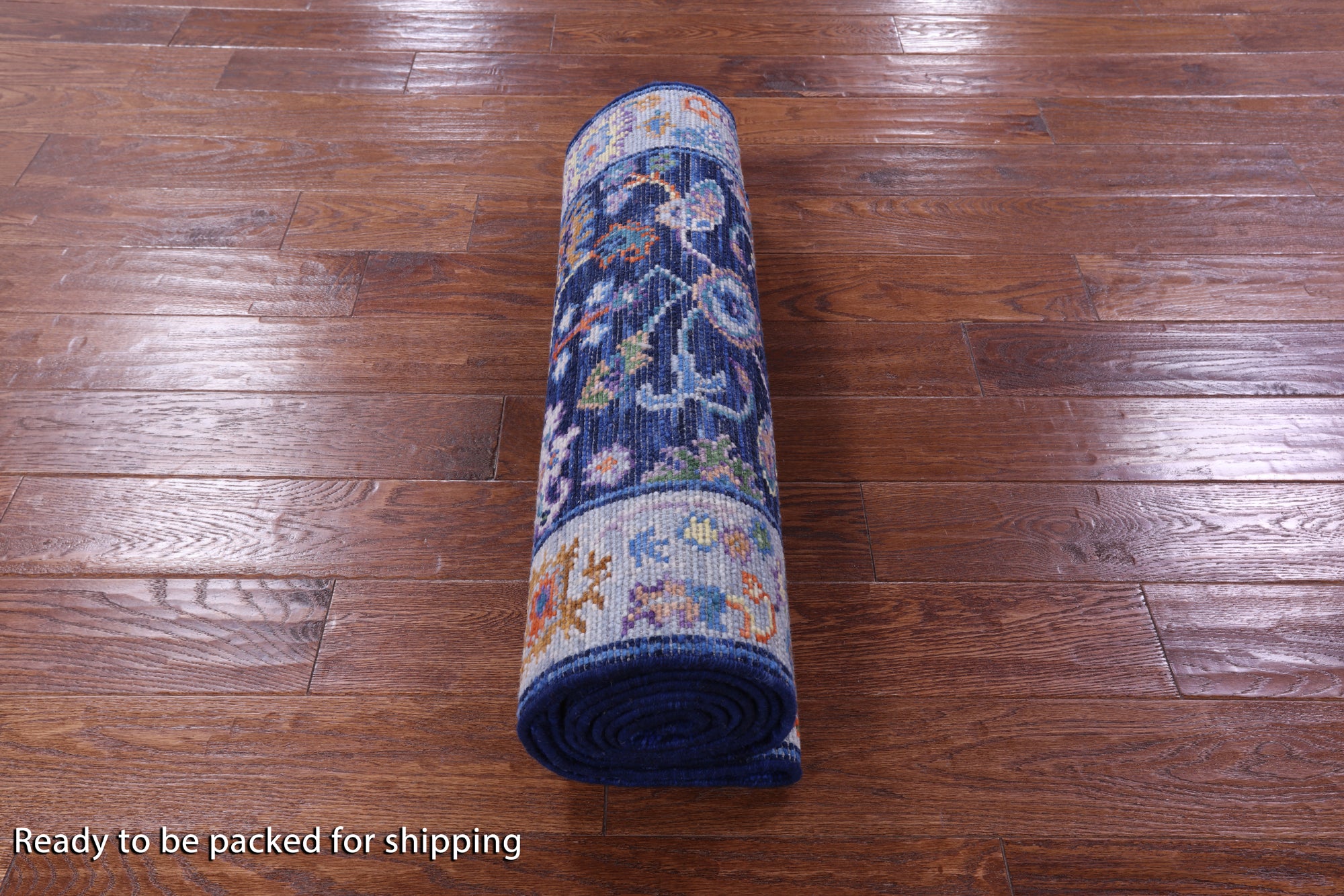 Blue Turkish Oushak Hand Knotted Wool Runner Rug - 2' 7" X 10' 0" - Golden Nile
