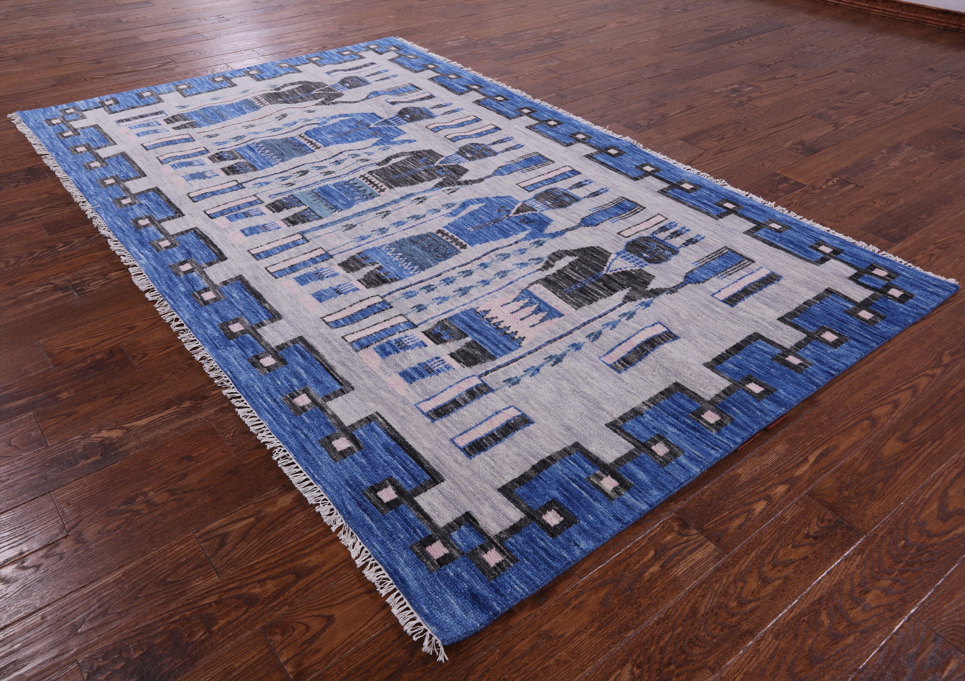 Navajo Design Gabbeh Handmade Wool Rug - 5' 8" X 9' 2" - Golden Nile