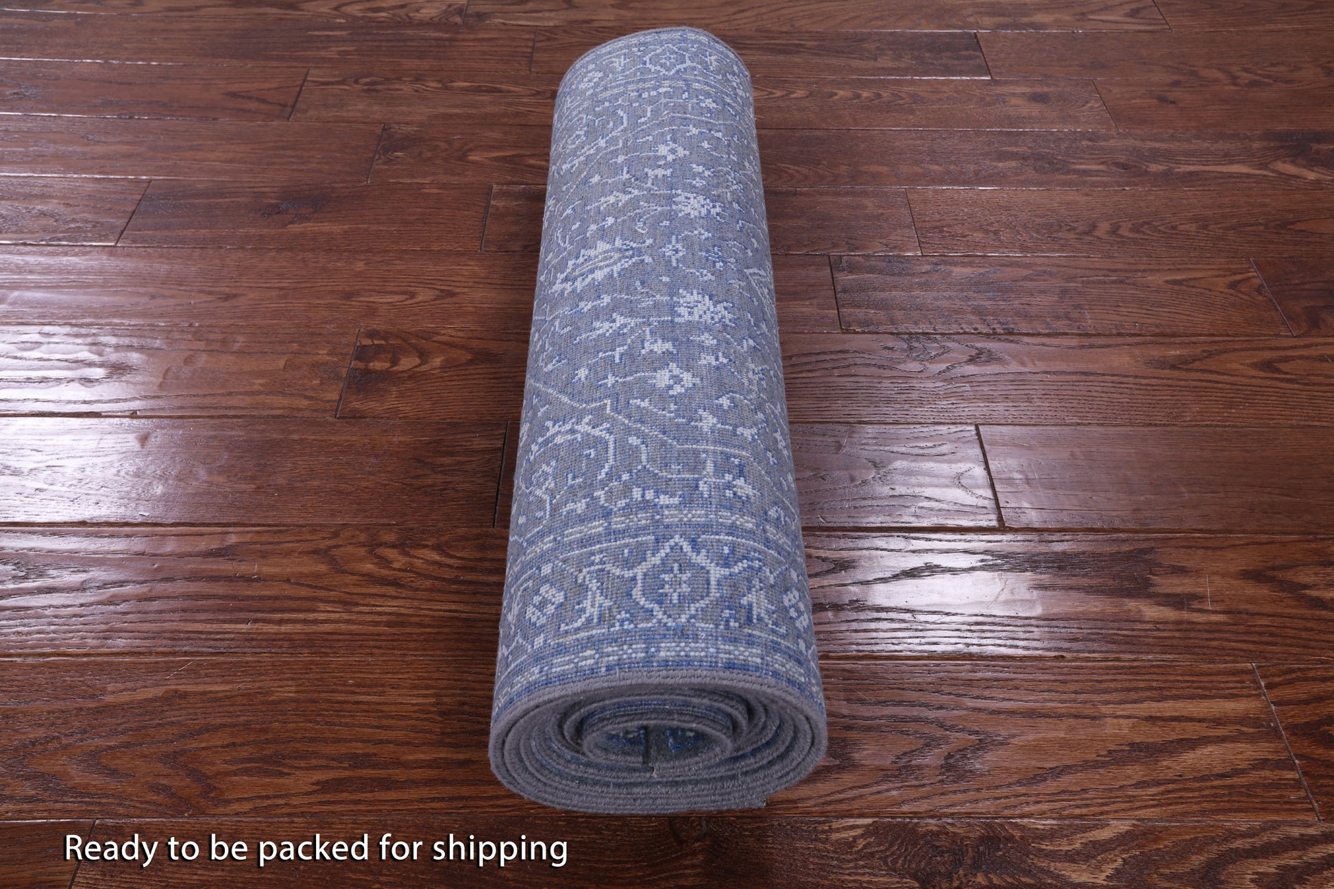 Grey Heriz Serapi Hand Knotted Wool & Silk Runner Rug - 2' 7" X 10' 3" - Golden Nile