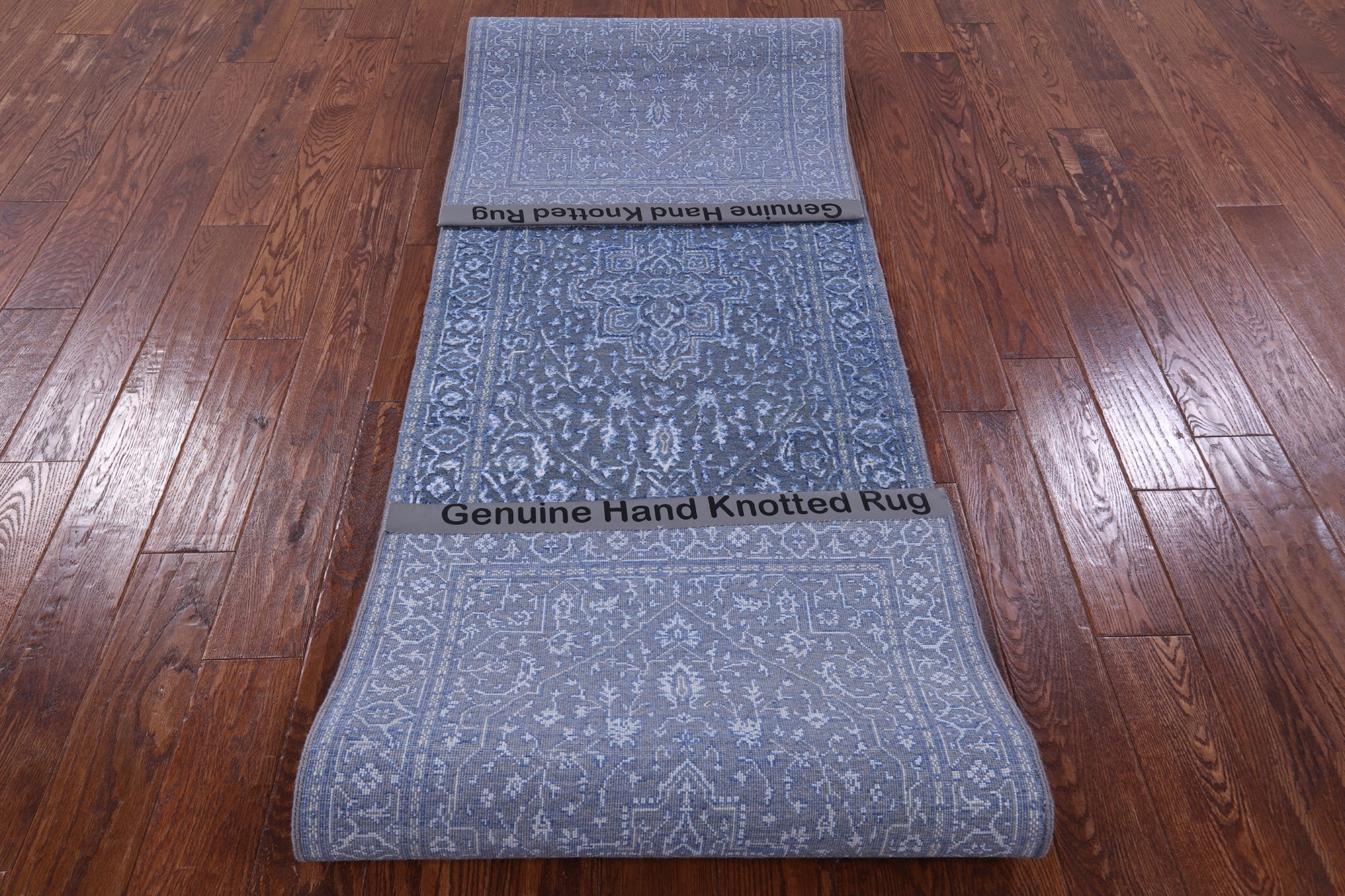 Grey Heriz Serapi Hand Knotted Wool & Silk Runner Rug - 2' 7" X 10' 3" - Golden Nile
