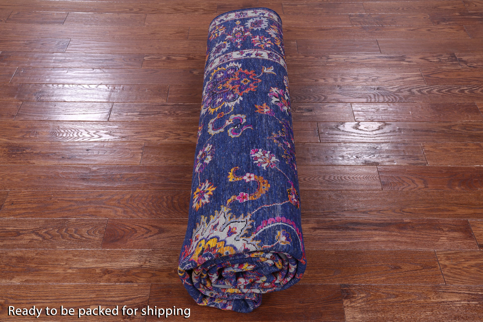 Blue Persian Hand Knotted Wool & Silk Rug - 9' 2" X 12' 5" - Golden Nile