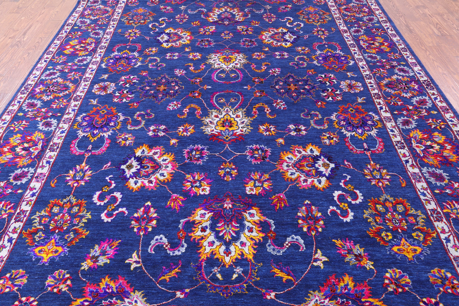 Blue Persian Hand Knotted Wool & Silk Rug - 9' 2" X 12' 5" - Golden Nile