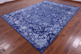 Blue Persian Hand Knotted Wool & Silk Rug - 8' 10" X 12' 3" - Golden Nile