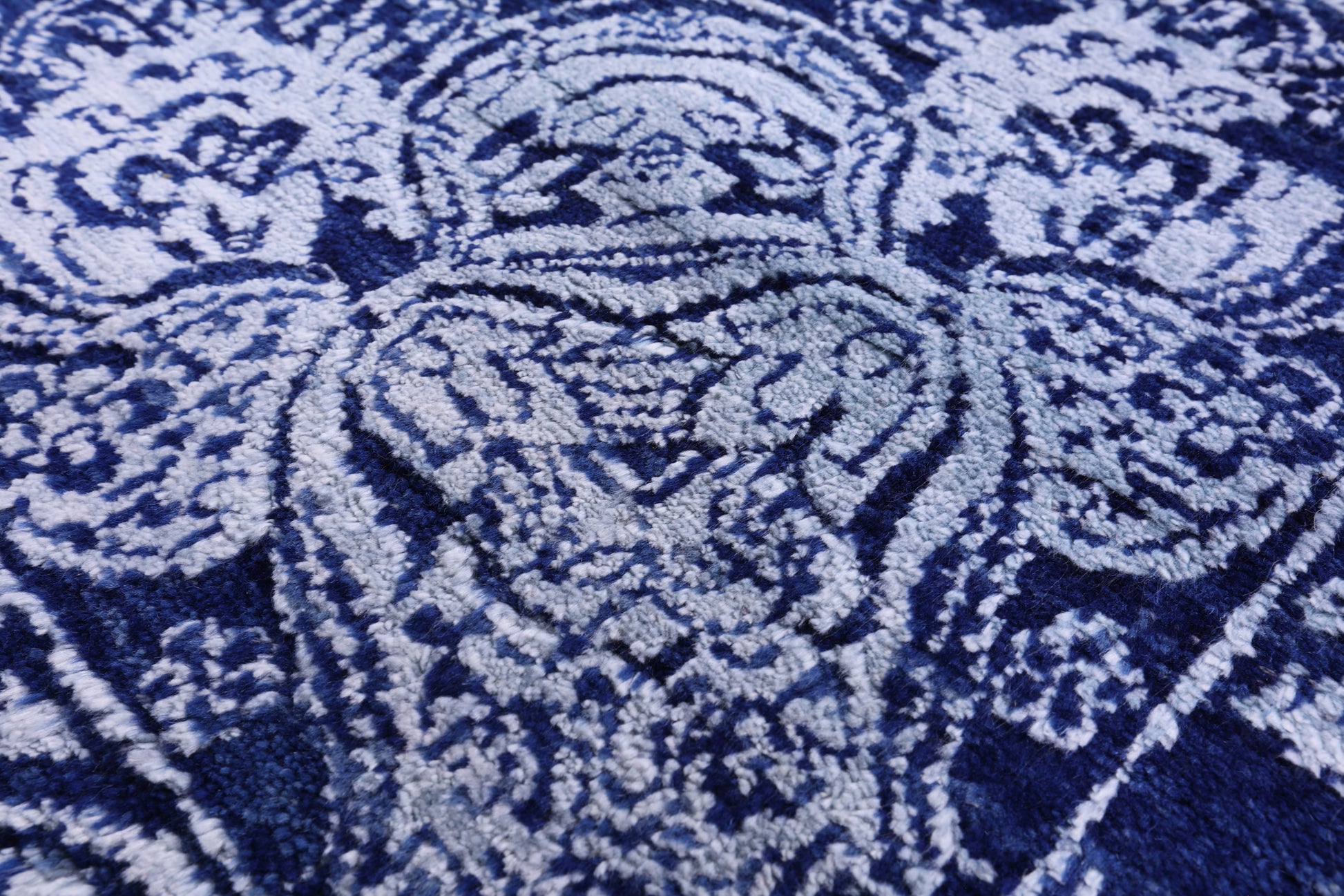 Blue Persian Hand Knotted Wool & Silk Rug - 8' 10" X 12' 3" - Golden Nile