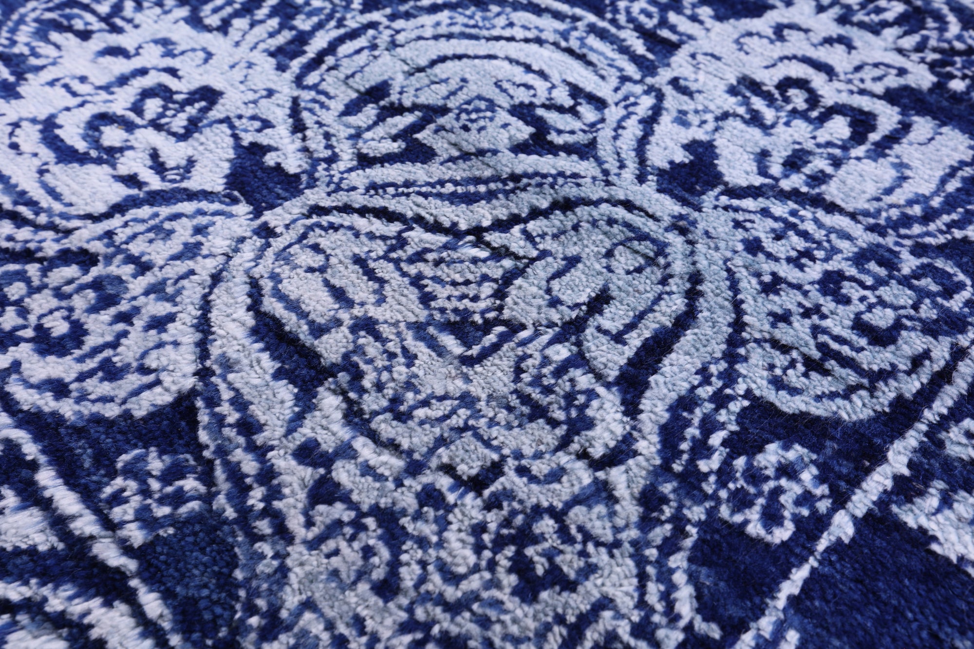 Blue Persian Hand Knotted Wool & Silk Rug - 8' 10" X 12' 3" - Golden Nile