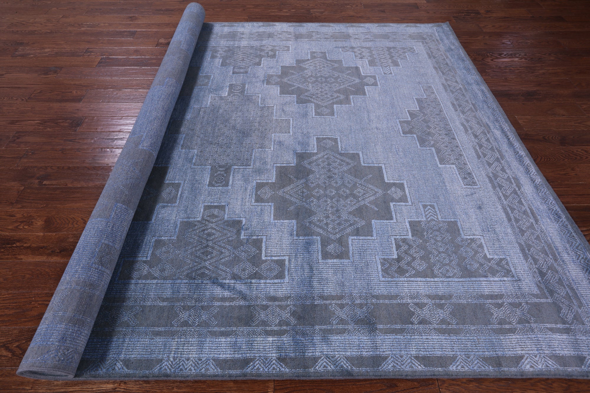 Southwest Navajo Design Gabbeh Hand Knotted Wool Rug - 8' 1" X 10' 1" - Golden Nile