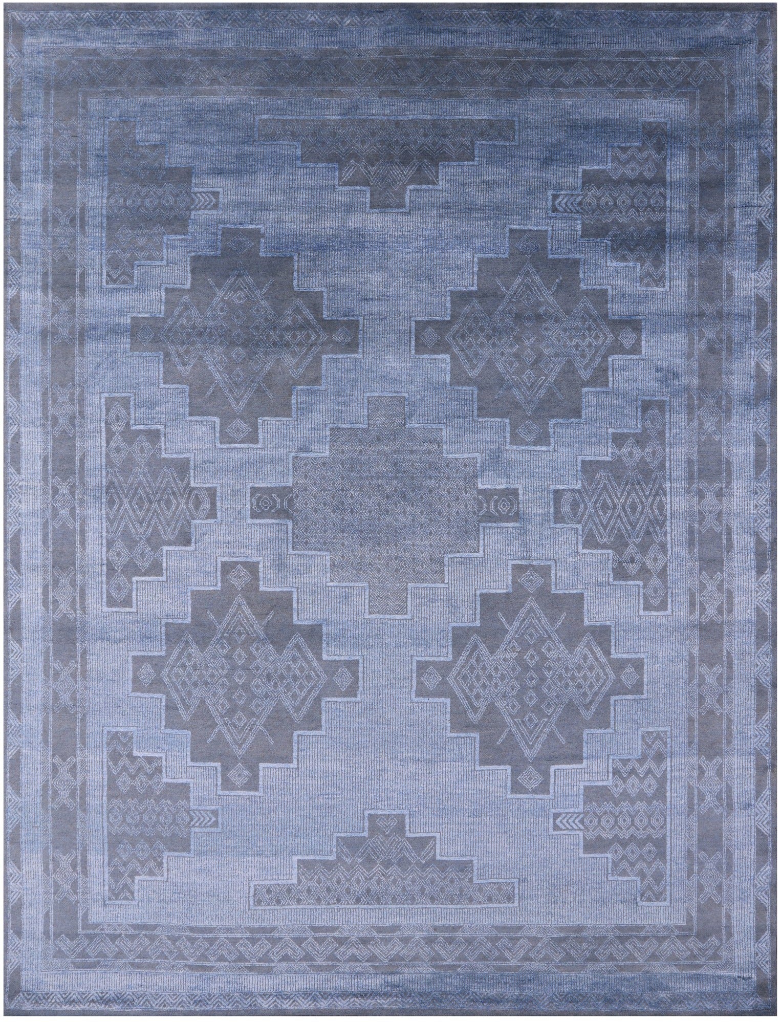 Southwest Navajo Design Gabbeh Hand Knotted Wool Rug - 8' 1" X 10' 1" - Golden Nile