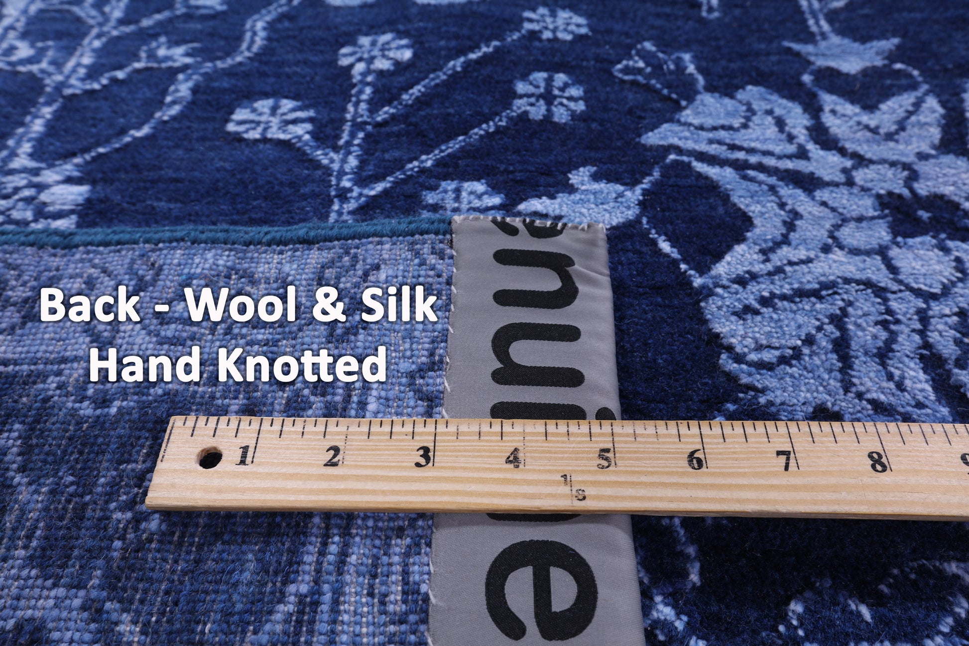 Blue Persian Hand Knotted Wool & Silk Rug - 8' 2" X 10' 1" - Golden Nile