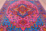 Pink Heriz Serapi Hand Knotted Wool Rug - 8' 1" X 10' 7" - Golden Nile