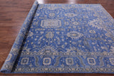 Blue Persian Fine Serapi Hand Knotted Wool Rug - 8' 11" X 12' 5" - Golden Nile