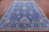 Blue Persian Fine Serapi Hand Knotted Wool Rug - 8' 11" X 12' 5" - Golden Nile